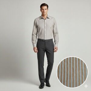 Battaglia Beverly Hills Mens Striped Dress Shirt Long Sleeve Made Italy Sz 17 43